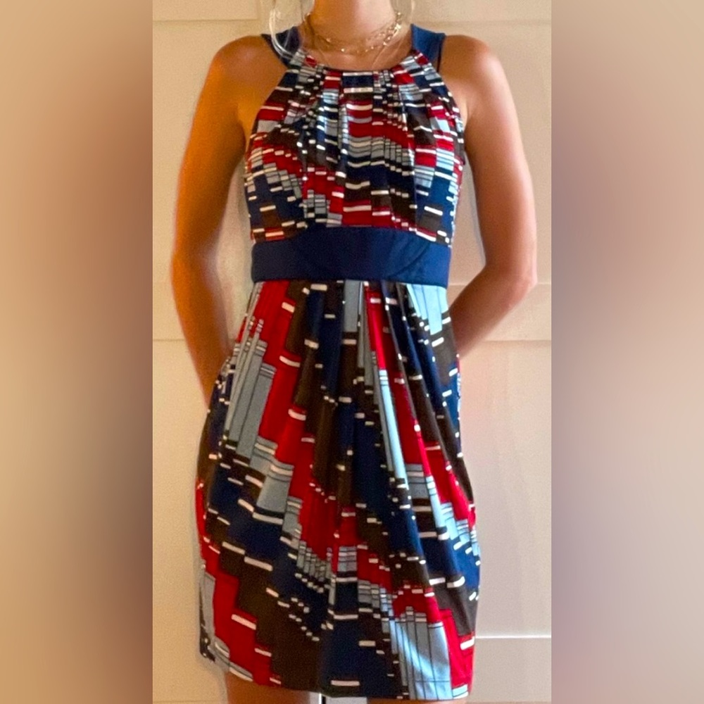 BCBGMaxAzria Graphic Artistic Sleeveless Mini Dress